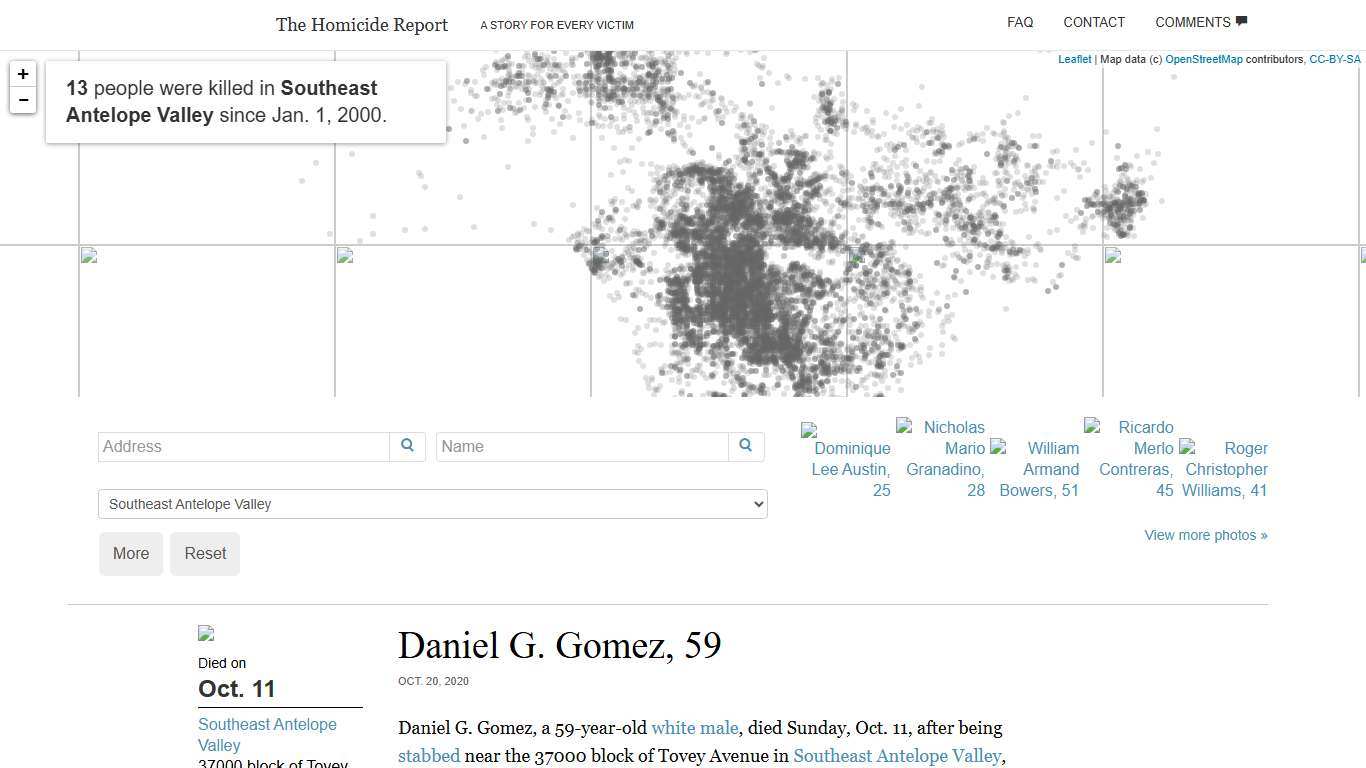 Southeast Antelope Valley: Victims since Jan. 2000 - The Homicide Report - Los Angeles Times